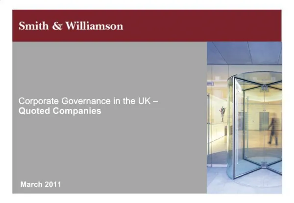 Corporate Governance in the UK Quoted Companies