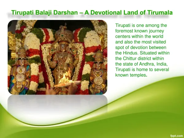 Tirupati Balaji Darshan – A Devotional Land of Tirumala