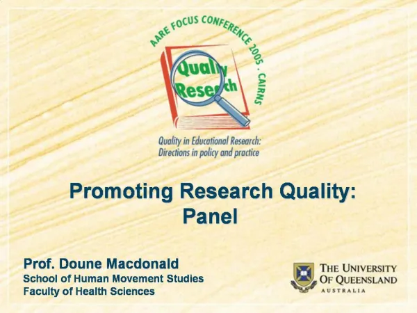 Promoting Research Quality: Panel