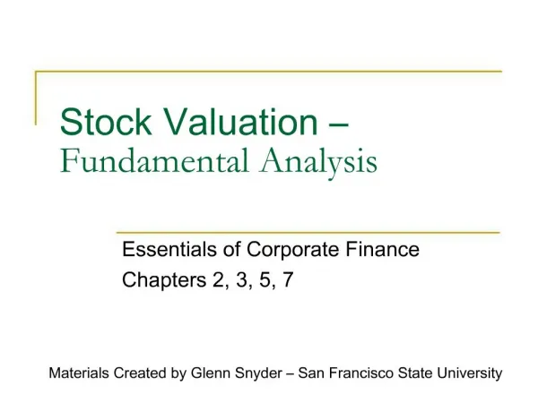 Stock Valuation Fundamental Analysis