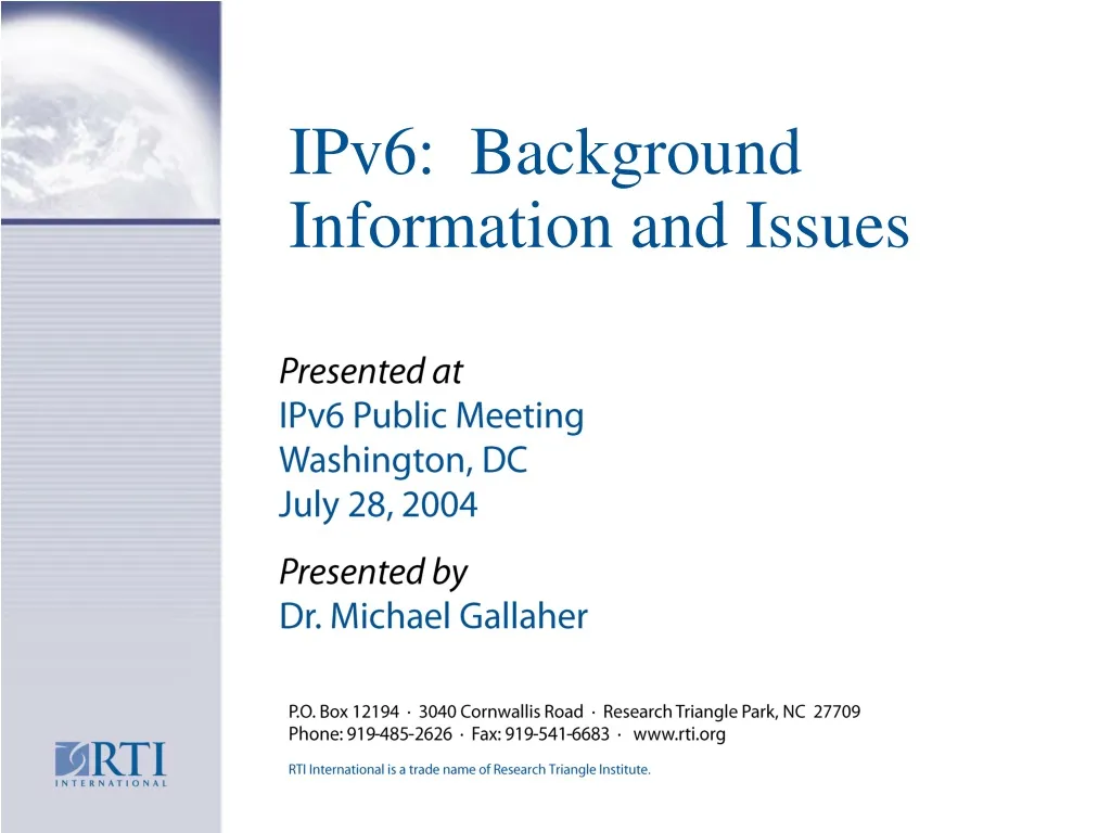 ipv6 background information and issues
