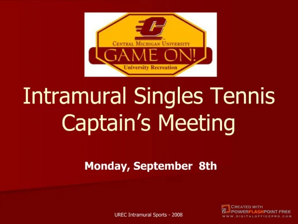 Intramural Singles Tennis