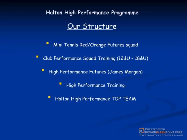 Halton High Performance Programme