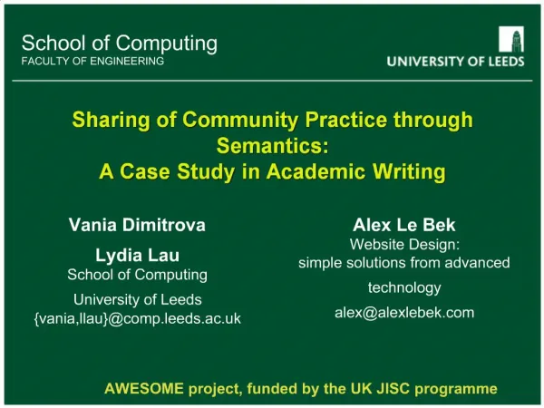 Sharing of Community Practice through Semantics: A Case Study in Academic Writing