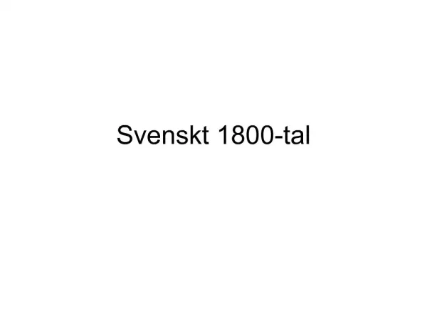 Svenskt 1800-tal
