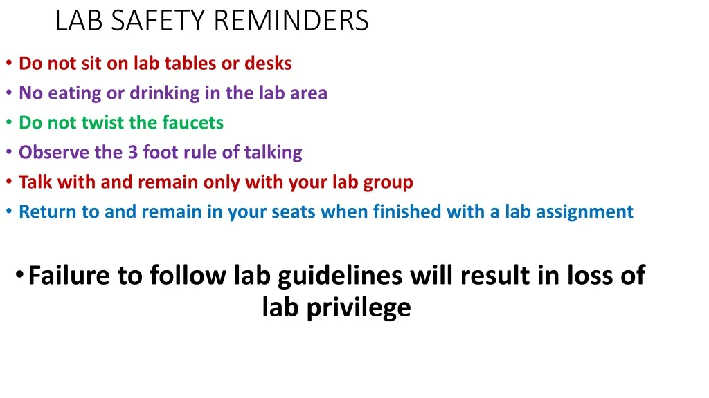 lab safety reminders