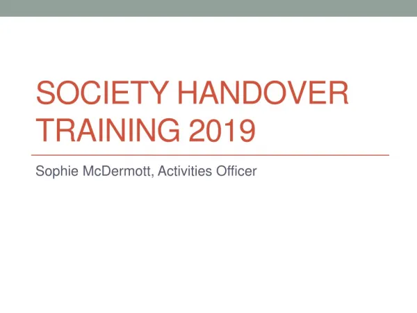 Society Handover training 2019