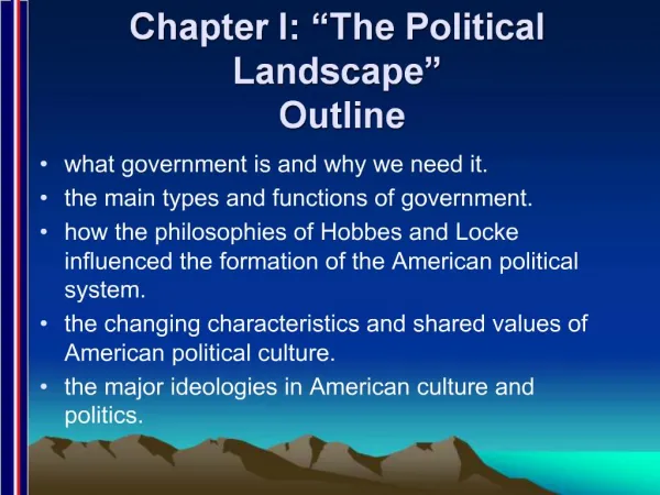 Chapter I: The Political Landscape Outline