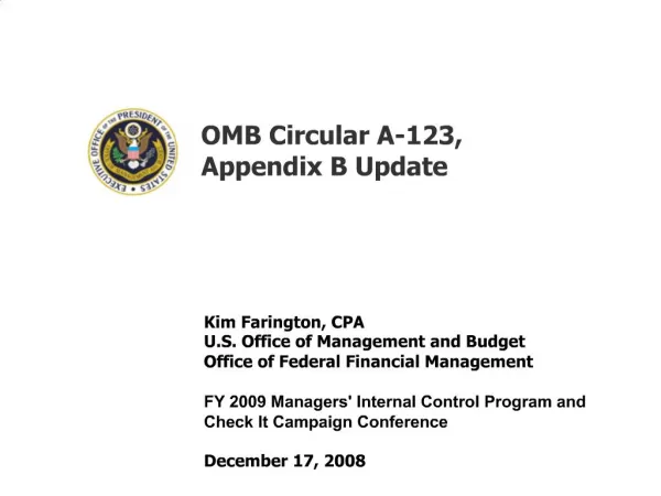 OMB Circular A-123, Appendix B Update