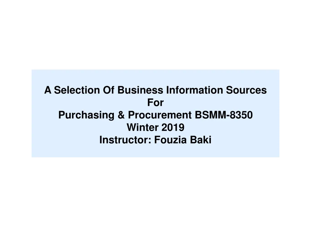 a selection of business information sources