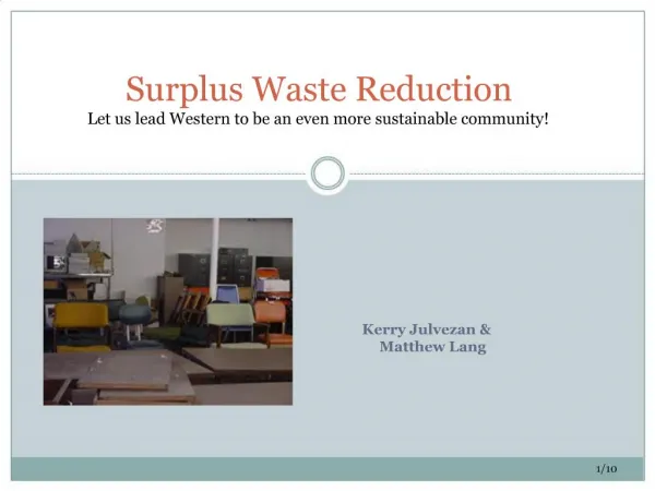 Surplus Waste Reduction Let us lead Western to be an even more sustainable community
