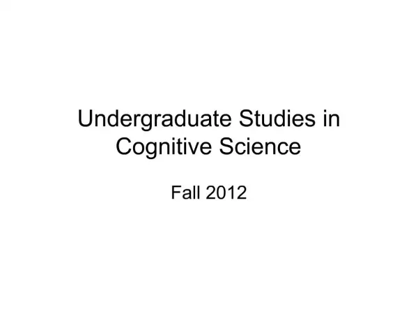 Undergraduate Studies in Cognitive Science