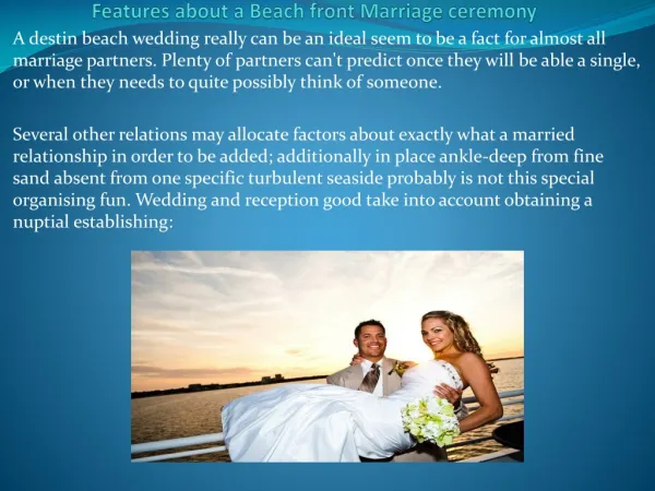 Features about a Beach front Marriage ceremony