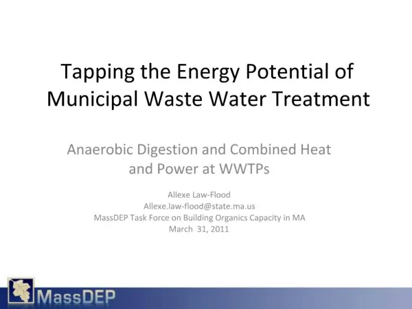 Tapping the Energy Potential of Municipal Waste Water Treatment