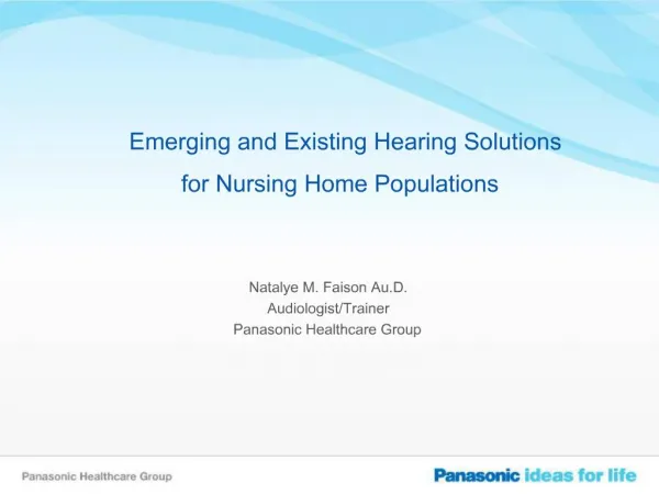 Emerging and Existing Hearing Solutions for Nursing Home Populations