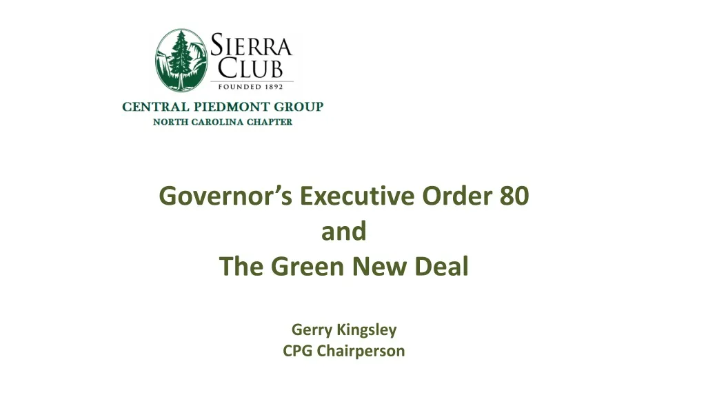 governor s executive order 80 and the green new deal gerry kingsley cpg chairperson