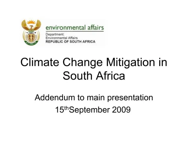 Climate Change Mitigation in South Africa