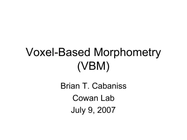 Voxel-Based Morphometry VBM