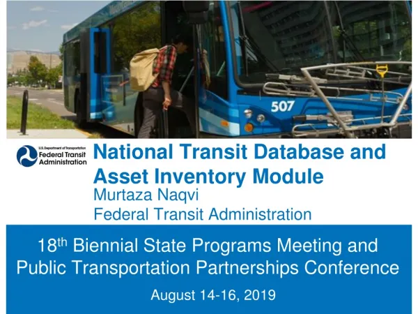 National Transit Database and Asset Inventory Module