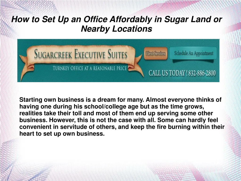 how to set up an office affordably in sugar land