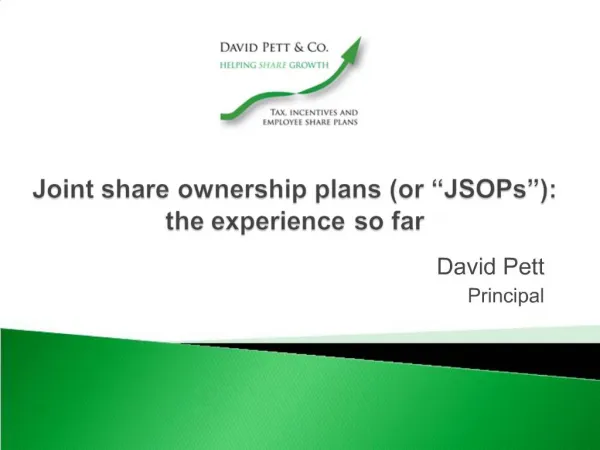 Joint share ownership plans or JSOPs : the experience so far