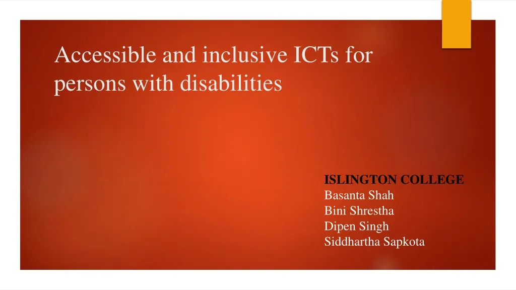 accessible and inclusive icts for persons with disabilities