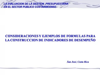 CONSIDERACIONES Y EJEMPLOS DE FORMULAS PARA LA CONSTRUCCION DE INDICADORES DE DESEMPE O - slide 1