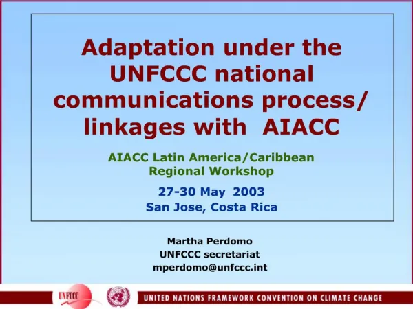Adaptation under the UNFCCC national communications process