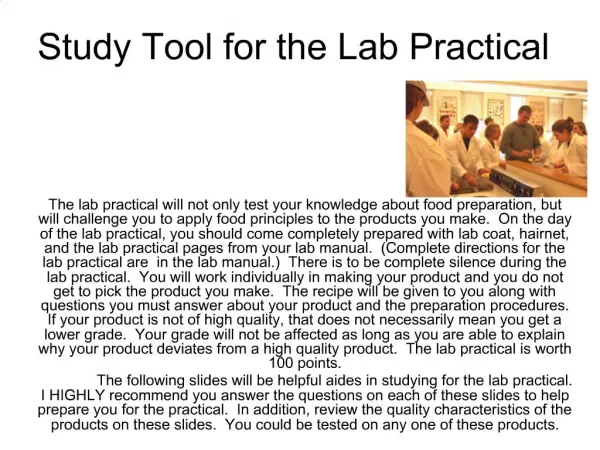 Study Tool for the Lab Practical