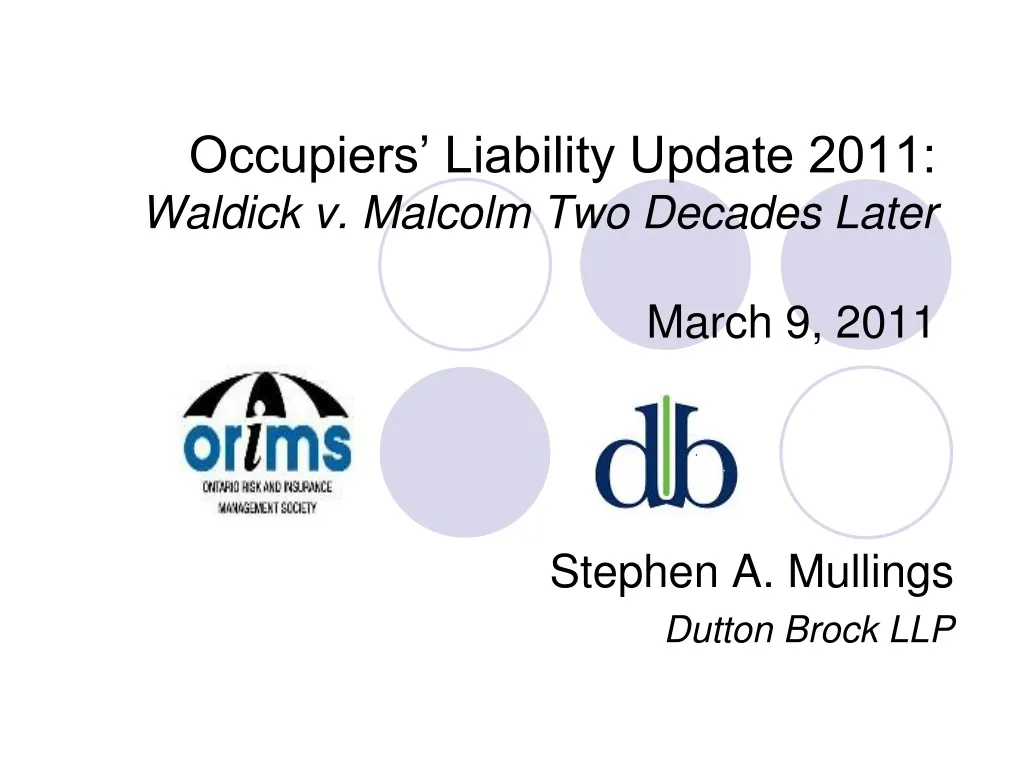 occupiers liability update 2011 waldick v malcolm two decades later march 9 2011