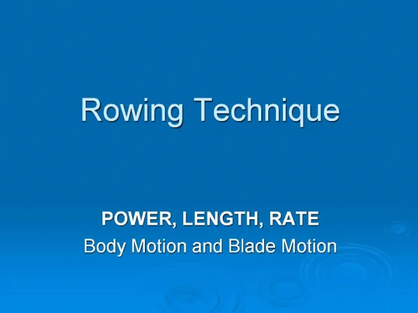 Rowing Technique