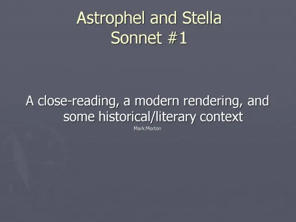Astrophel and Stella Sonnet 1