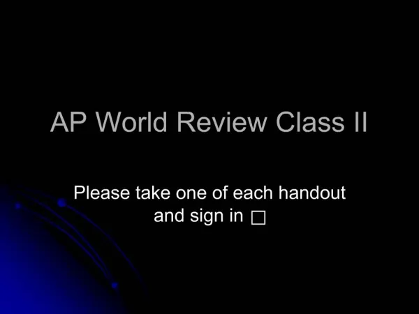 AP World Review Class II