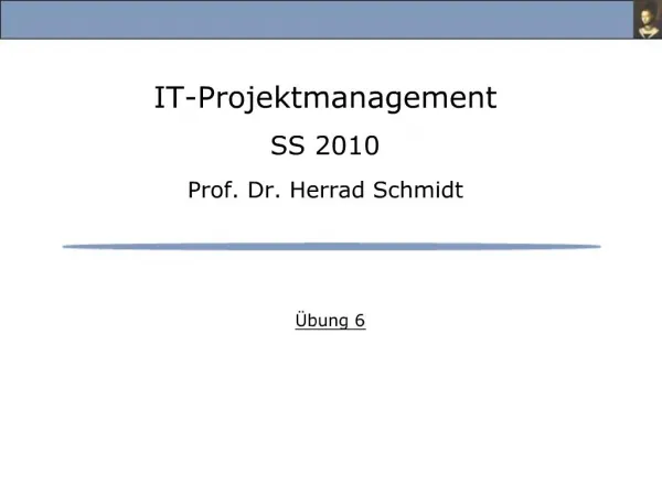 IT-Projektmanagement SS 2010 Prof. Dr. Herrad Schmidt
