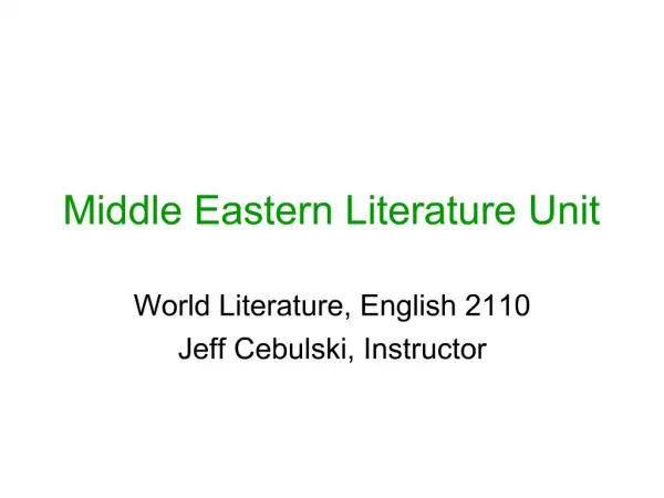 Middle Eastern Literature Unit
