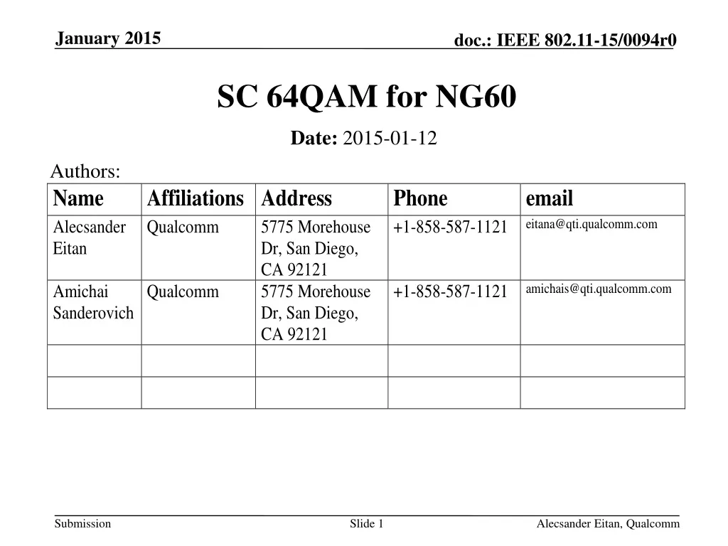 sc 64qam for ng60