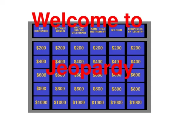 Welcome to Jeopardy