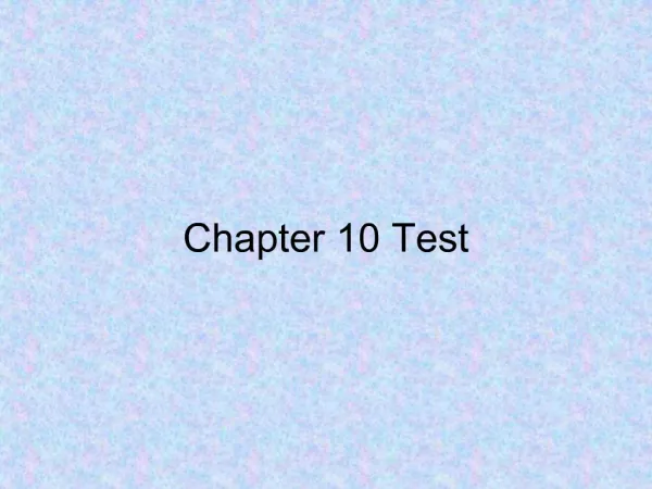 Chapter 10 Test