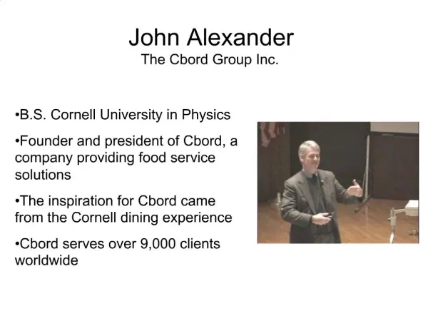 John Alexander The Cbord Group Inc.