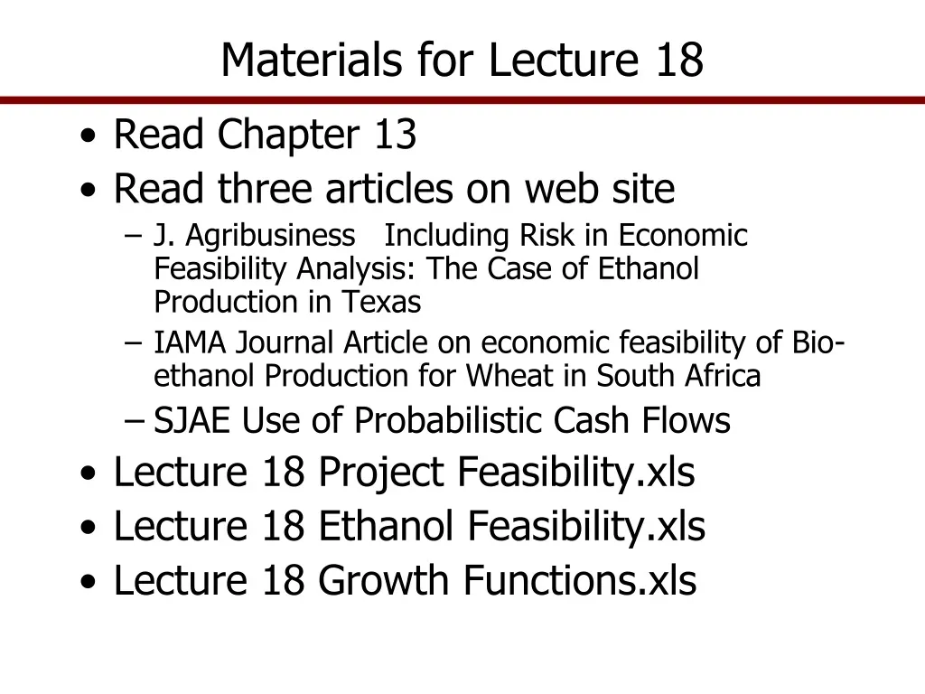 materials for lecture 18