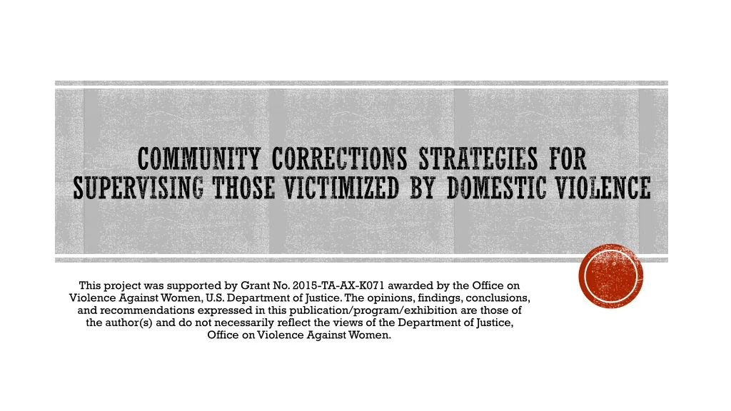 community corrections strategies for supervising those victimized by domestic violence