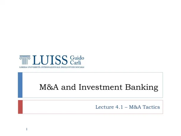 M&amp;A and Investment Banking