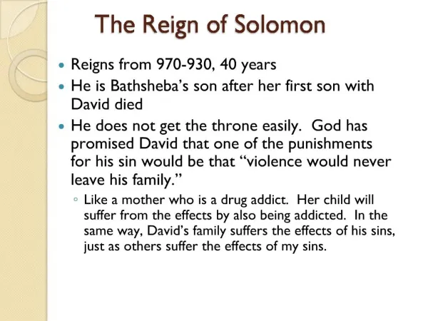 The Reign of Solomon