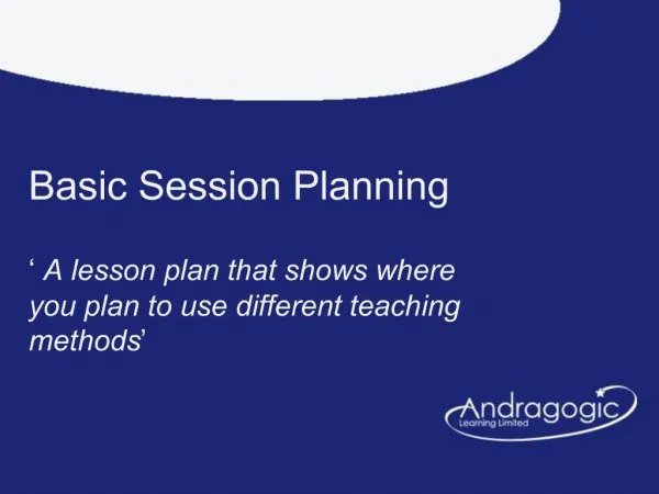 Basic Session Planning