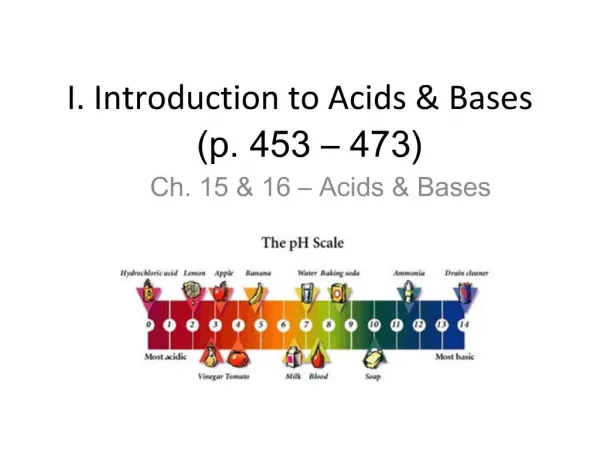 I. Introduction to Acids Bases p. 453 473