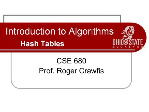 Introduction to Algorithms Hash Tables