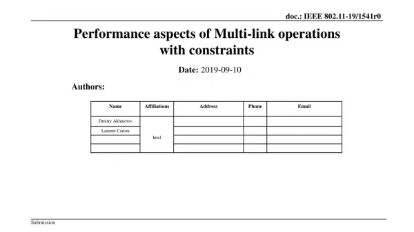 Performance aspects of Multi-link operations with constraints