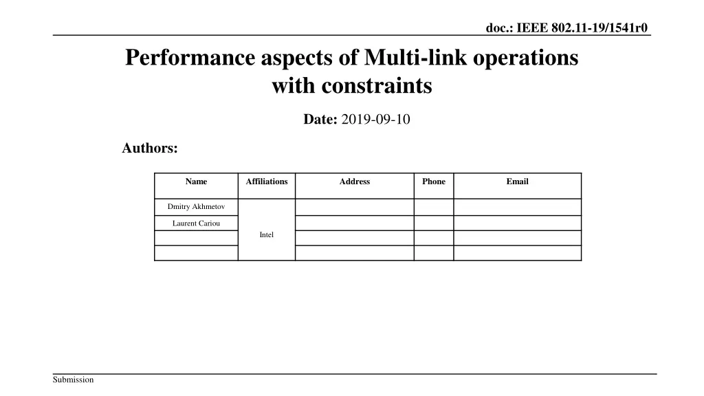 performance aspects of multi link operations with constraints