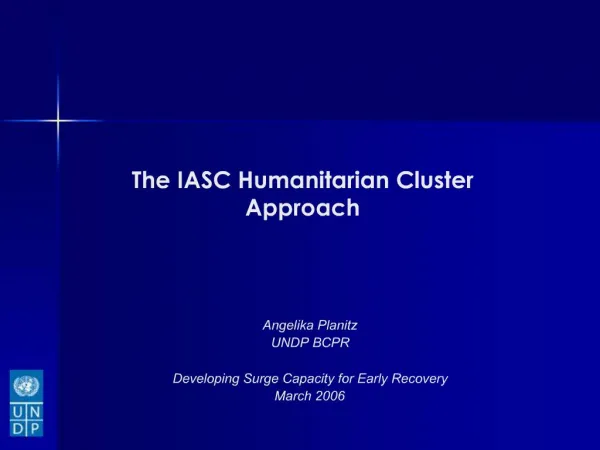 The IASC Humanitarian Cluster Approach