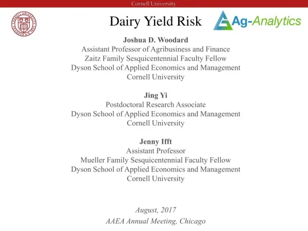 Dairy Yield Risk